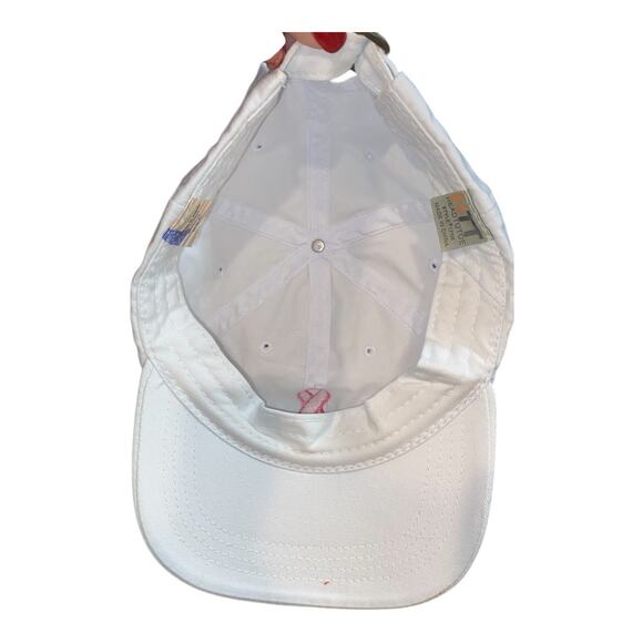 Breast Cancer Awareness Pink Ribbon BaseBall Cap Hat Womens OSFM White Pink - Picture 6 of 8